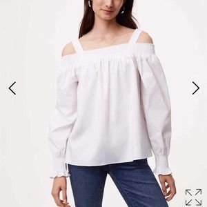 Loft White Off the Shoulder Blouse Size Petite Large